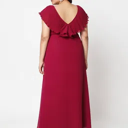 Curves by MISH Plus Size Red Cape Sleeved Maxi Dress image 3