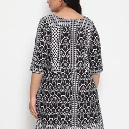 Amydus Women Plus Size Black & White A-Line Dress image 4