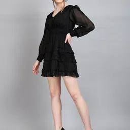 fuchsia PRETTY LOVING THING Chiffon Mini Dress image 4