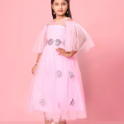 BAESD Girls Flared Sleeve Net Gown Maxi Dress image 2