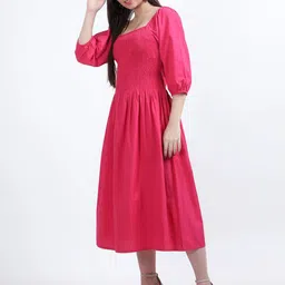 DRAPE AND DAZZLE Puff Sleeve Fit & Flare Midi Dress image 4