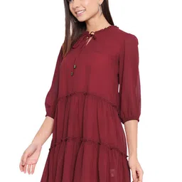 ALL WAYS YOU Tie-Up Neck Tiered Fit & Flare Midi Dress image 3