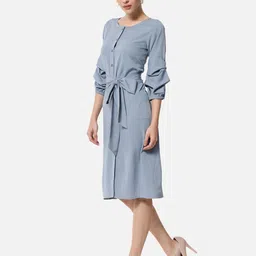 ALL WAYS YOU Puff Sleeves Tie-Up Detail A-Line Dress image 4