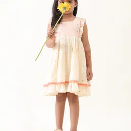 Jilmil Girls Woven Design Layered square Neck Cotton Fit & Flare Dress image 4