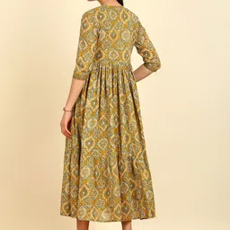 Soch Sleeveless Tiered Cotton A-Line Midi Dress With Ethnic Motifs Printed Shrug image 3