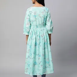 AURELIA Floral Printed Pure Cotton Fit & Flare Midi Ethnic Dress image 5