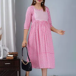 BAESD Ethnic Motifs Printed Maternity Fit & Flare Midi Dress image 4