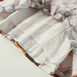 Bella Moda Girls Floral Printed Bell Sleeves Lace Detail Pure Cotton Fit & Flare Dress image 5