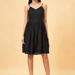 Honey by Pantaloons Self Design Shoulder Straps Fit & Flare Dress image 5