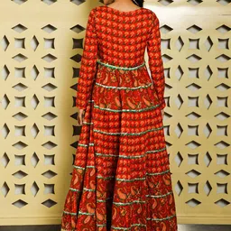 AKS Couture Ethnic Motifs Printed Cotton Fit & Flare Maxi Ethnic Dress image 3
