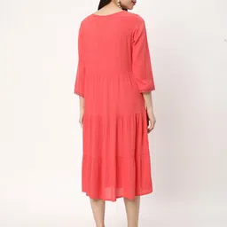 R&B Tie-Up Neck Fit & Flare Tiered Midi Dress image 4