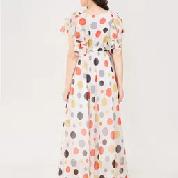 Mom For Sure by Ketki Dalal Maternity White & Red Georgette Maxi Dress image 5