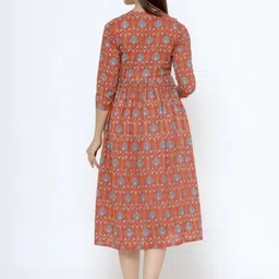 CRAFIQA Floral Printed Cotton Fit & Flare Midi Maternity Dress image 4