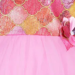 Wish Karo Girls Abstract Printed Corsage Detailed Fit & Flare Dress image 3