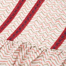 KALINI Round Neck Cotton Striped Print A-Line Midi Dress image 5