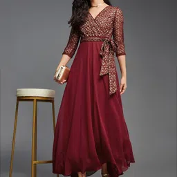 Miss Chase Printed Georgette Maxi Dress image 5