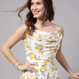 aayu Floral Printed Shoulder Straps Fit & Flare Georgette Midi Dress image 3