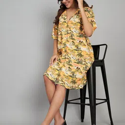 Amagyaa Floral Print Flared Sleeve A-Line Dress image 3