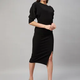 Orchid Blues Puff Sleeve Bodycon Midi Dress image 2