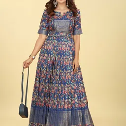 CHANSI Ethnic Motifs Printed Silk Fit & Flare Ethnic Dress-picture-24