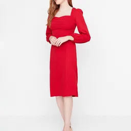 Trendyol Women Red Solid Sheath Dress image 4