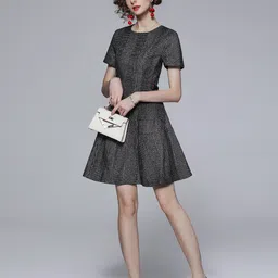 JC Collection Self Design Short Sleeves A-Line Dress image 3