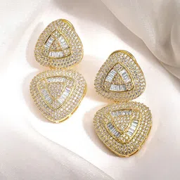 Rubans 24 K Gold-Plated Aaa Cubic Zirconia Studded Premium Drop Earrings image 2