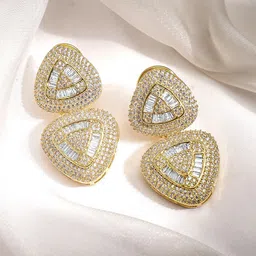 Rubans 24 K Gold-Plated Aaa Cubic Zirconia Studded Premium Drop Earrings image 3
