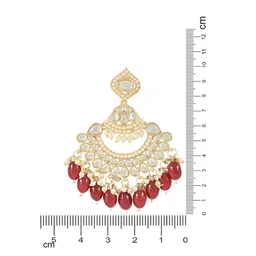 I Jewels Gold-Plated Stones & Beads Studded Contemporary Drop Earrings image 5