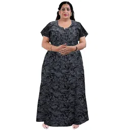 kbnbj Nighty for Women Cotton Printed Maxi Gown Ankle Length Nighty Night Dress Gown for Women Maxi - Free Size image 2