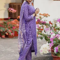 Anni Designer Floral Printed Regular Zari Straight Kurta With Trousers & Dupatta image 4