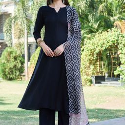gosriki GoSriK Notch Neck Straight Kurta With Palazzos And Dupatta-picture-24