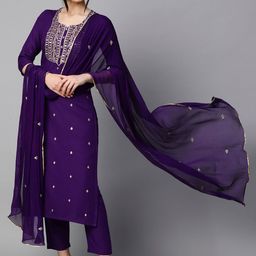 gosriki KALINI Floral Embroidered Regular Kurta With Trousers & Dupatta-picture-22