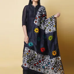 Unnati Silks Ethnic Motifs Batik Printed Cotton Silk Dupatta-image-13