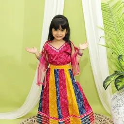 BownBee Girls Bandhani Ready to Wear Lehenga & Blouse With Dupatta-picture-51