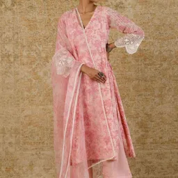 KALINI Floral Printed V-Neck Straight Kurta with Trousers & Dupatta-picture-34