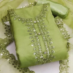 KALINI Embroidered Organza Unstitched Dress Material image 3