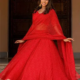 HOUSE OF JAMOTI Printed Gotta Patti Ready to Wear Lehenga & Blouse With Dupatta image 5