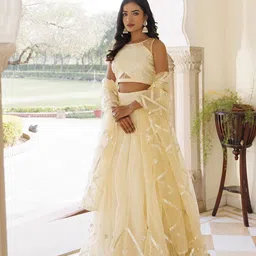 Ragavi Embroidered Organza Ready to Wear Lehenga & Blouse With Dupatta image 2