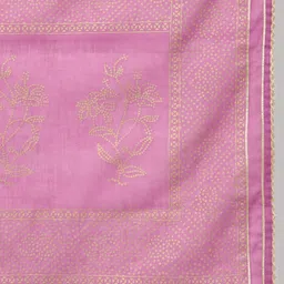 Divena Women Pink Bandhani Printed Gotta Patti Pure Cotton Kurti with Sharara & With Dupatta image 4