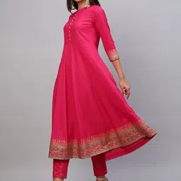 gosriki KALINI Women Ethnic Motifs Printed Anarkali Kurta with Trousers & Dupatta image 4