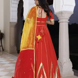 Ragavi Embroidered V-Neck Cotton Ready to Wear Lehenga & Blouse With Dupatta image 5