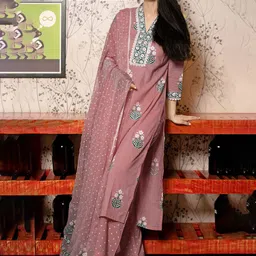 GoSriKi Floral Printed Straight Kurta With Palazzos And Dupatta image 2