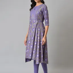 W Women Floral Printed Pleated Kurta Set image 5