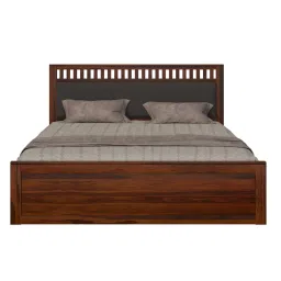 woodenmood Vrinda Solid Wood King Size Bed In Hydraulic Storage Bed In Honey Oak Finish image 6