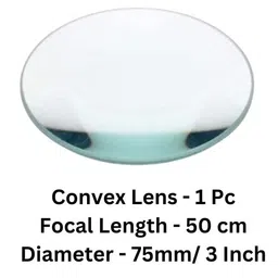esptronics ERH India 1 Pc Convex Lens Diameter-75 mm Focal Length 50 cm for Magnifying Glasses, Telescopes, Cameras and Photography etc. image 2