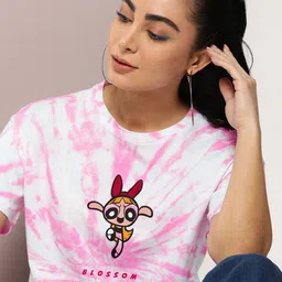 Powerpuff Girls by Kook N Keech Dyed Drop-Shoulder Sleeves Pure Cotton T-shirt image 1