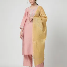 Zelena Polyester Maternity Kurta Pant and Dupatta - Peach-picture-10