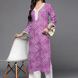 Varanga Women Leheriya Striped Thread Work Kurta-picture-41