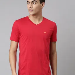 DIXCY SCOTT Solid V-Neck Regular Fit Short Sleeves Cotton T-Shirt-picture-26